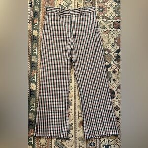 Men's Plaid Check Poly Trouser - Rust/Dark Green/White
